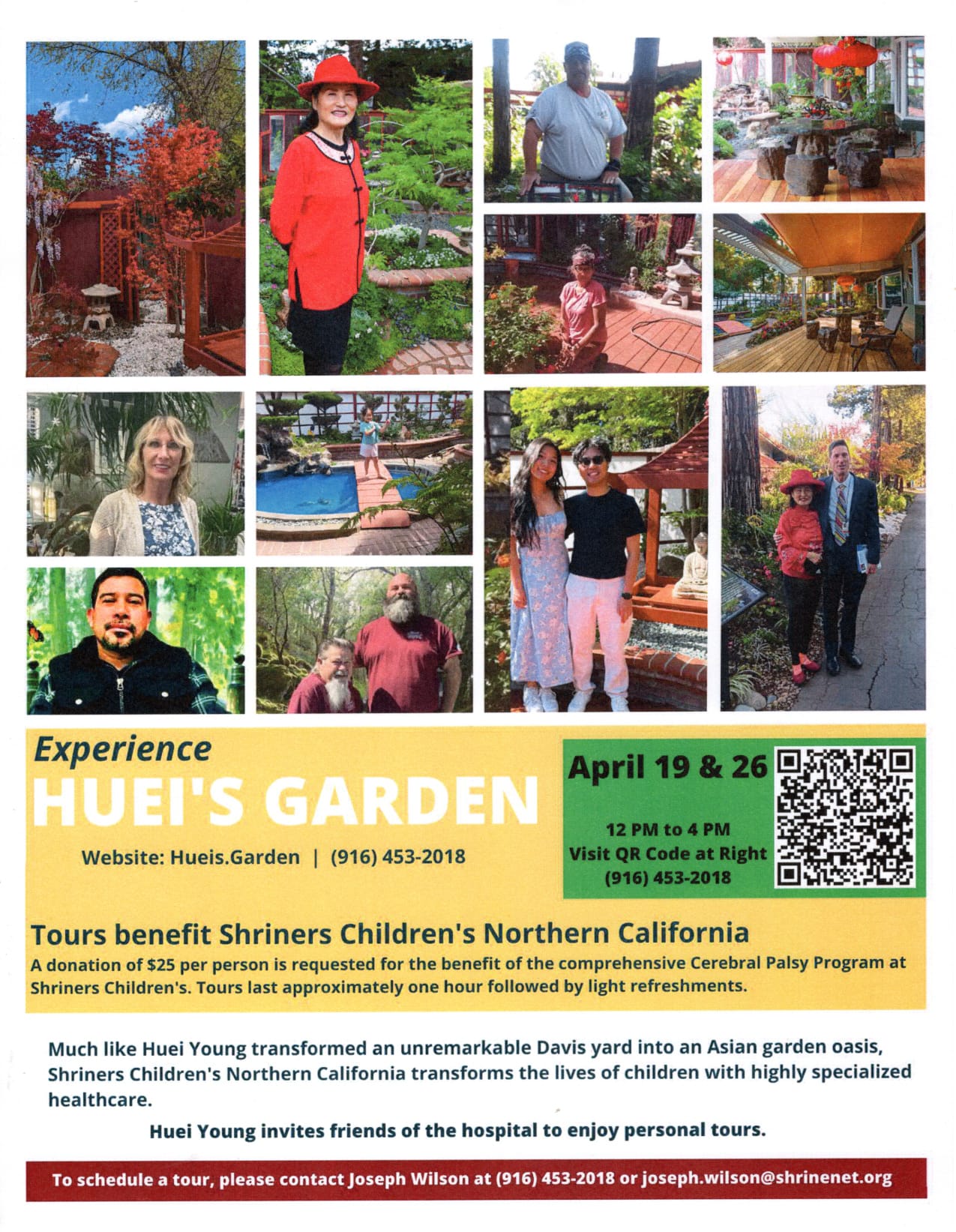 Huei's Garden tour benefiting Shriners Children's Northern California on April 19 and 26
