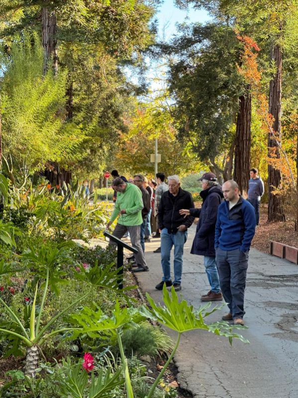 Guests touring the garden path