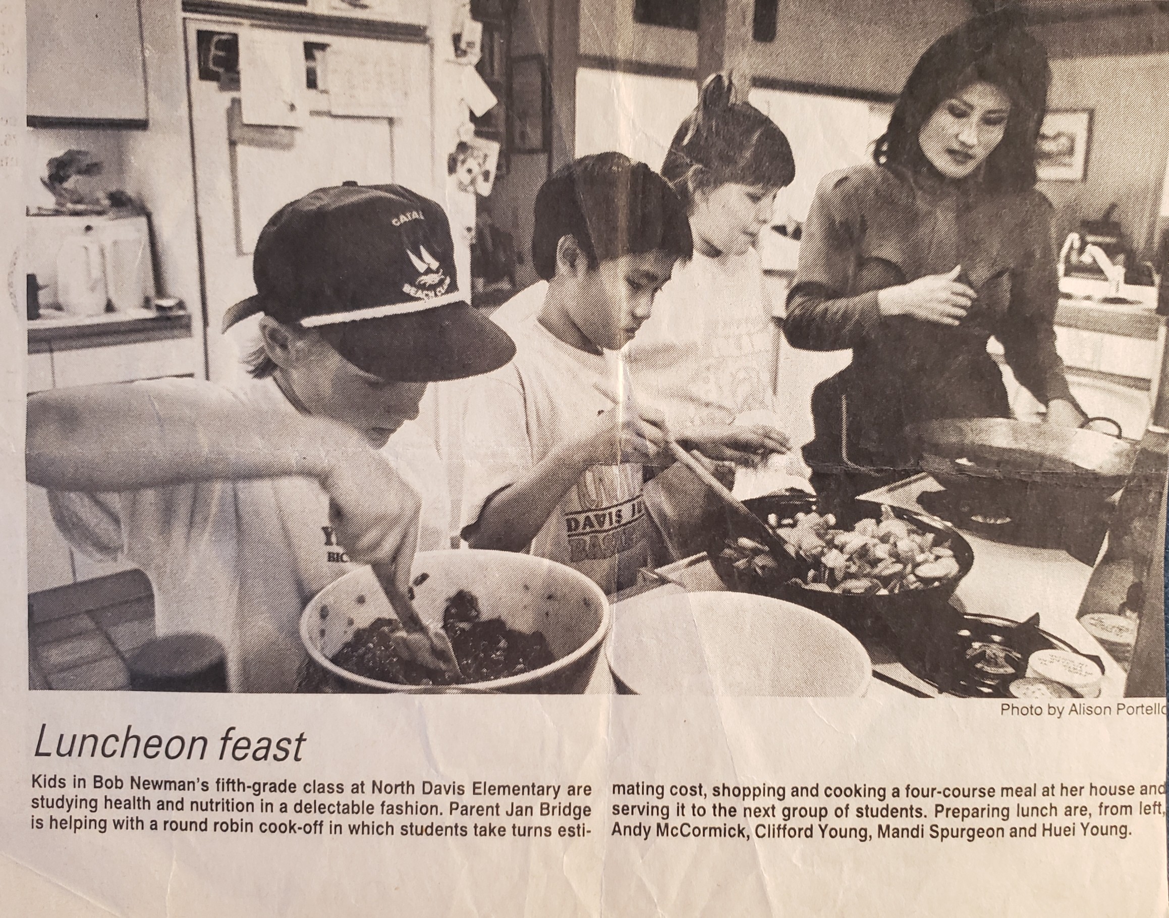 Newspaper clipping: Luncheon feast with Huei Young and North Davis Elementary